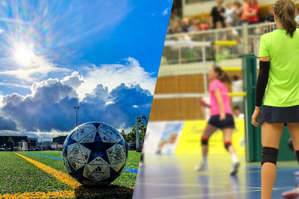 屋外スポーツと屋内スポーツの様子